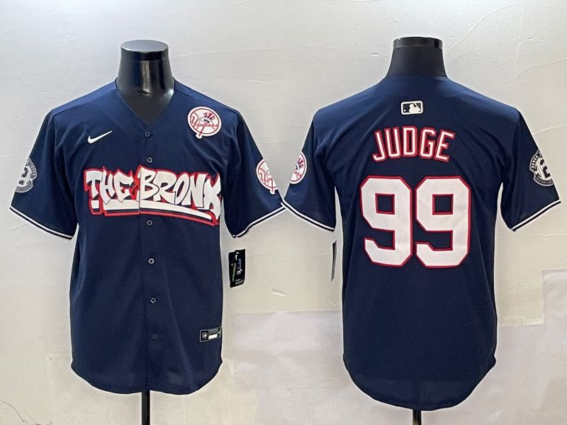 Men New York Yankees #99 Judge Drak Blue four generations Joint Name 2025 Nike MLB Jersey style 4116